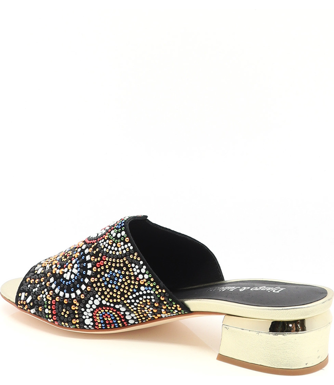Django & Juliette Tammy Beaded Sandals - Black/Gold
