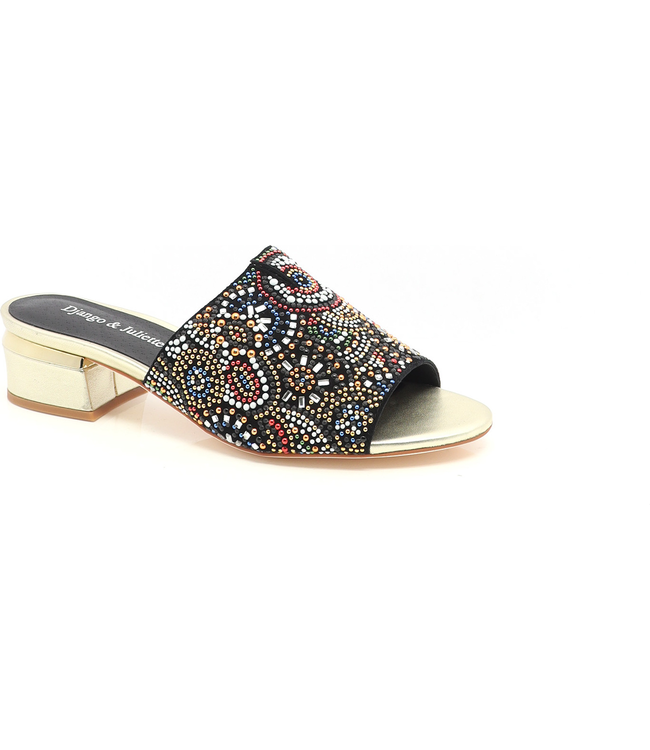 Django & Juliette Tammy Beaded Sandals - Black/Gold