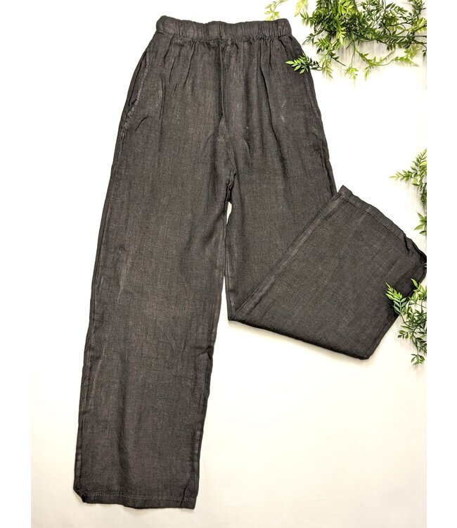 Pistache Linen Lounge Pants - Black