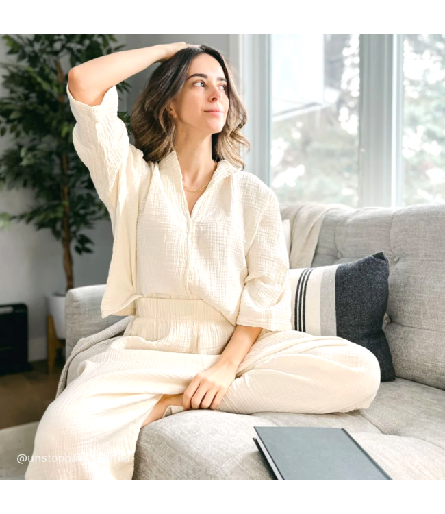 Pokoloko Crinkle Shirt Blouse - OS - Cream