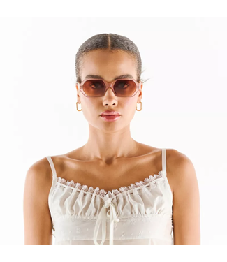 Okkia Andrea Hexagonal Sunglasses - Pink Havana