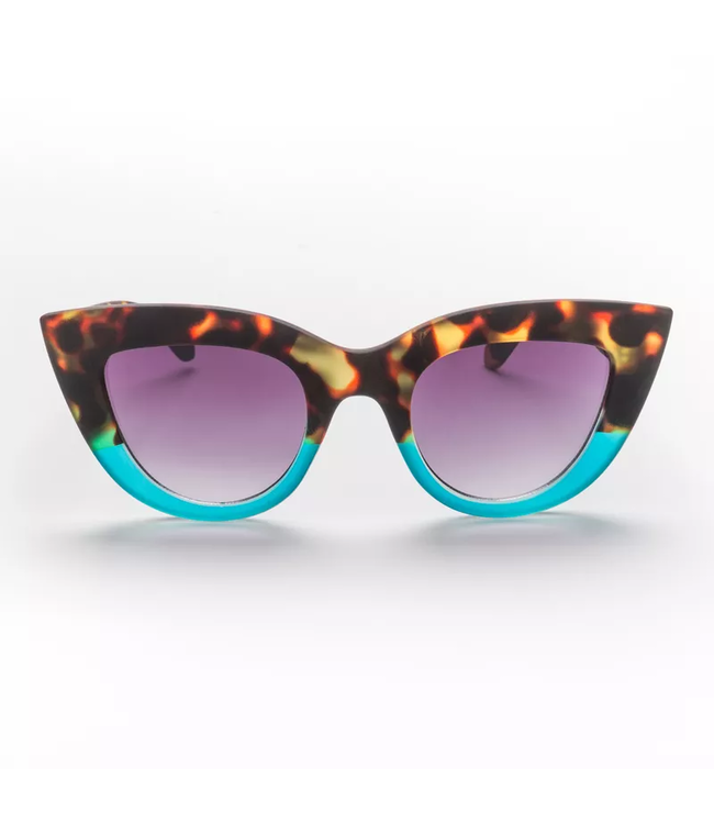 Okkia Claudia Cat Eye Sunglasses - Havana Blue