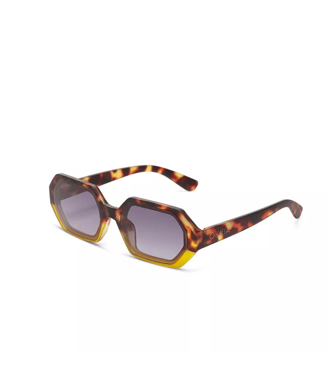 Okkia Andrea Hexagonal Sunglasses - Havana Yellow