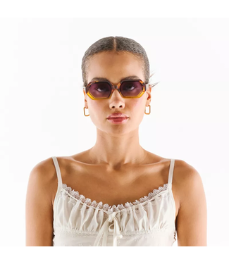 Okkia Andrea Hexagonal Sunglasses - Havana Yellow