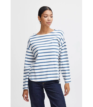 B. Young Byramsi Pullover - Off White w/ Blue Stripe