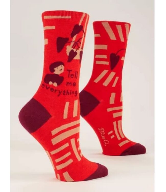Blue Q Crew Socks - Tell Me Everything