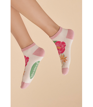 Powder Tropical Flora Bamboo Mix Trainer Socks - Coconut