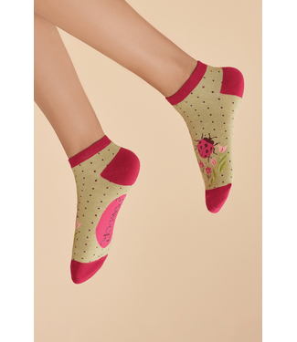 Powder Ladybird Bamboo Mix Trainer Socks - Sage