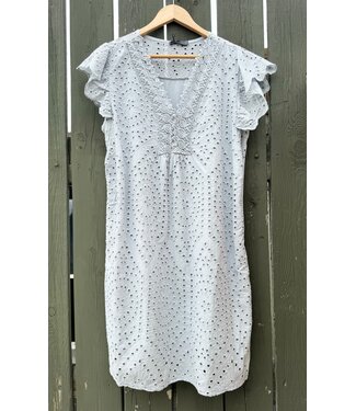 M Made in Italy Mid Length Eyelet Dress - Silver