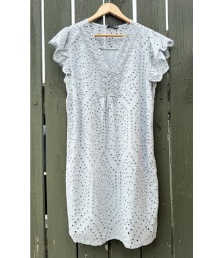 Mid Length Eyelet Dress - Silver