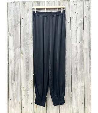 M Made in Italy Elastic Waist Pants With Cuffs - Black