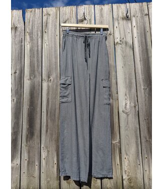 Linen Pants With Side Pockets - Grey