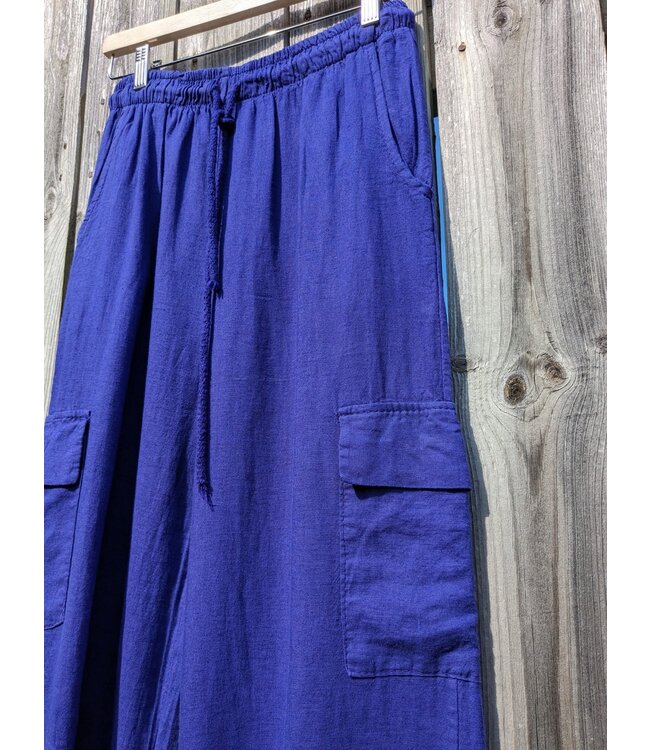 Linen Pants With Side Pockets - Viola
