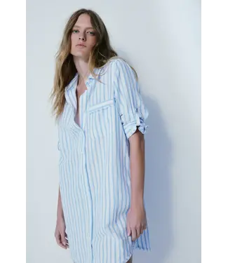 Melissa Nepton 3/4 Button-Up Large Stripe Dress