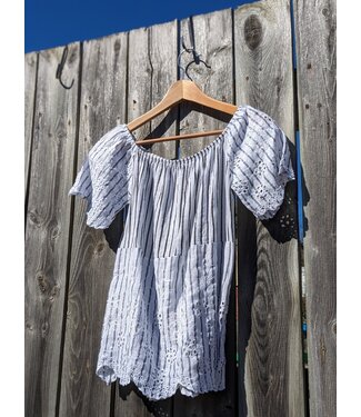 Eyelet Off Shoulder Blouse