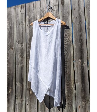 M Made in Italy Sleeveless Linen Tunic - White