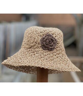 Rosie Roses Straw Hat - Natural