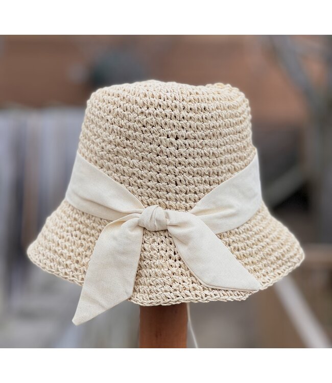 Rosie Bow Straw Hat - Ivory