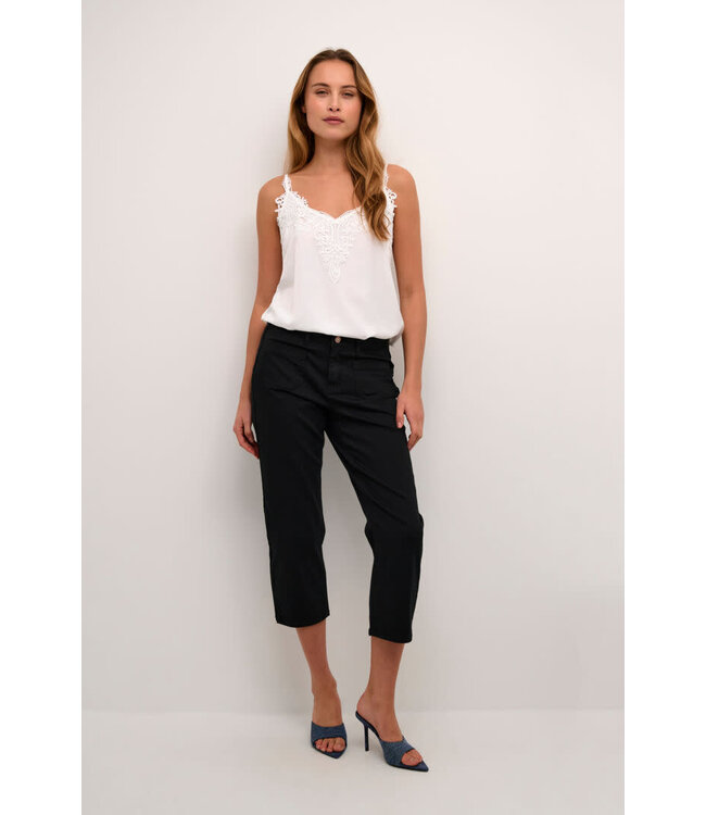 Cream CRAnna Twill 3/4 Pants - Black