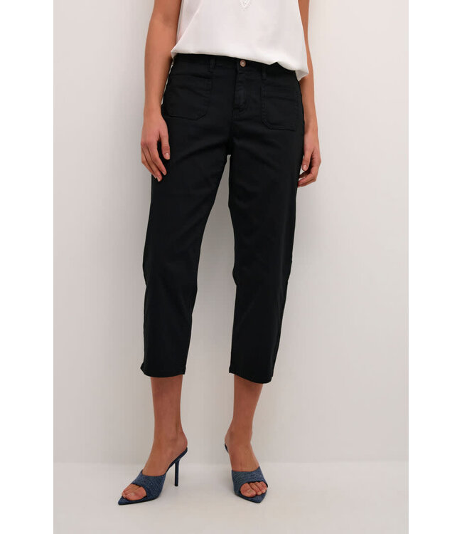 Cream CRAnna Twill 3/4 Pants - Black