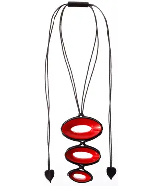 3 Pendant Lullaby Necklace - Black / Red