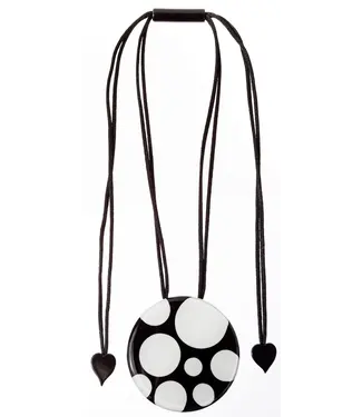 Circle Polka Dot Statement Necklace - Black / White