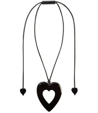 Zsiska Heart Statement Necklace - Black