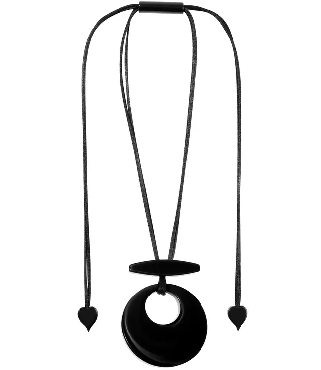 Zsiska Circular Statement Necklace - Black / Black