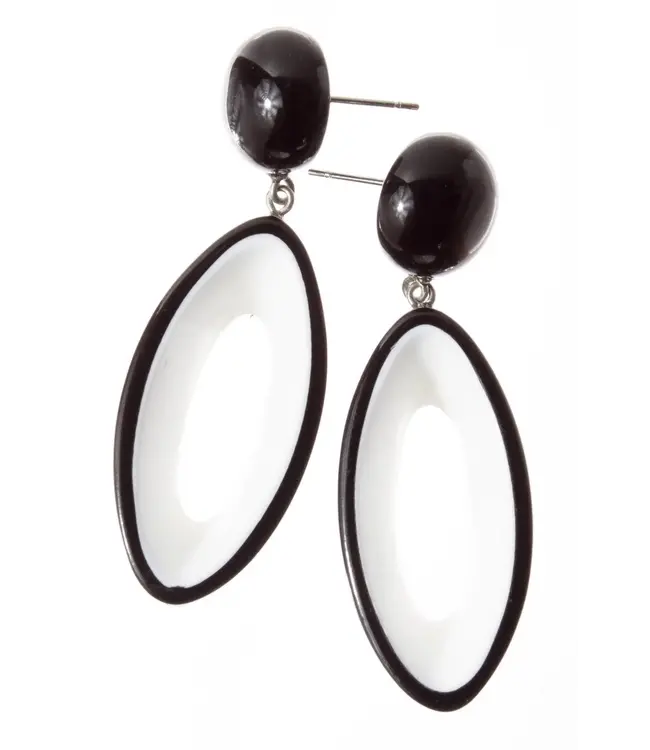 Zsiska Lullaby Earrings w/Black Studs - Black / White
