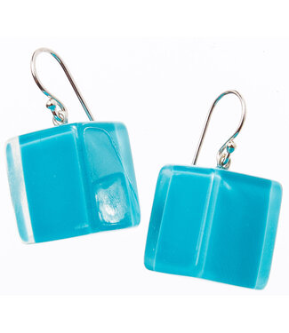 Colourful Cube Earrings - Aqua