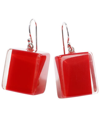 Colourful Cube Earrings - Red