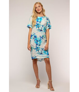 Linen Luv Floral Linen Dress - Blue