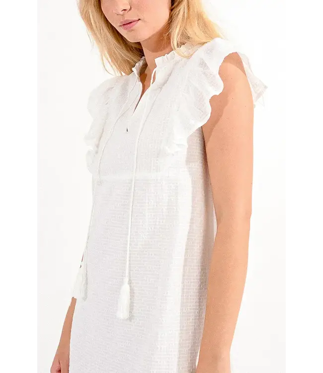 Molly Bracken Mini Cotton Dress - Off White