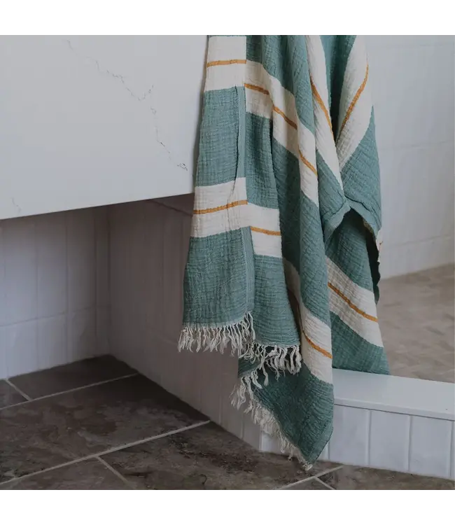 Pokoloko Turkish Towel - Crinkle - Lagoon
