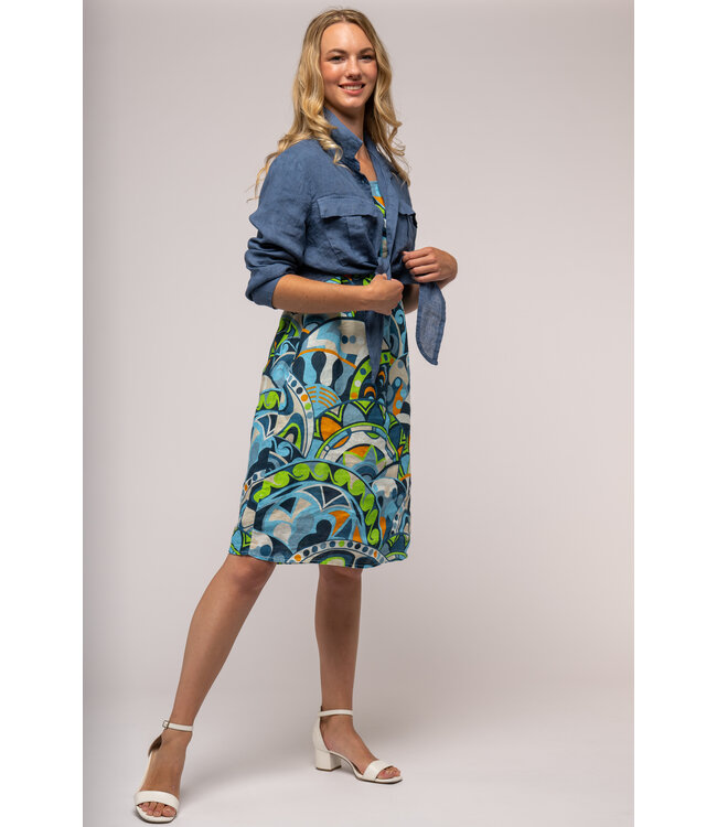 Cropped Tie Linen Jacket - Jeans