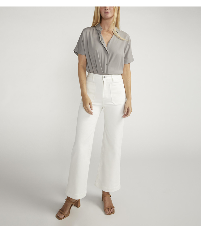 Silver Jeans Patch Pocket Wide Leg Jeans - White