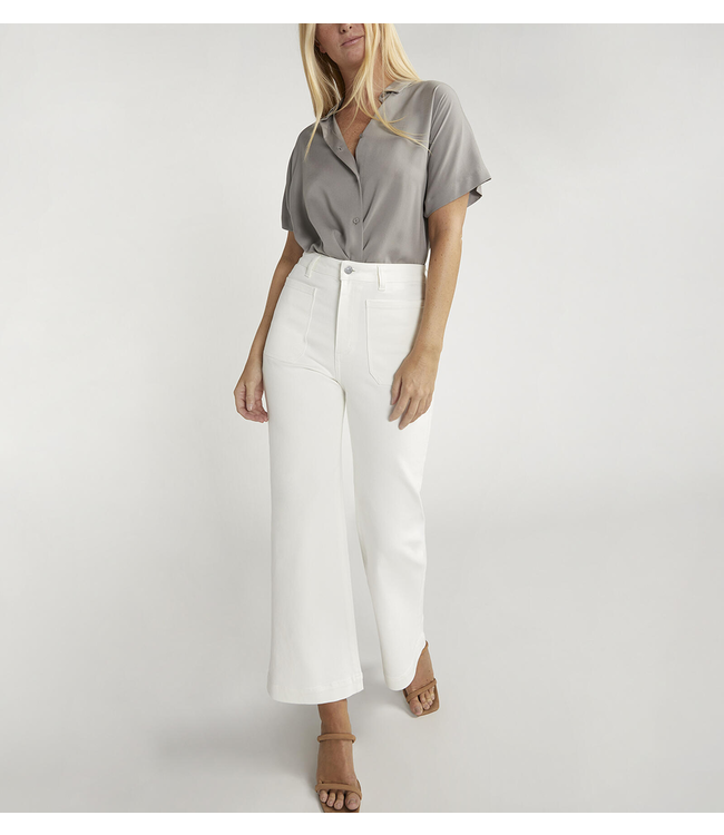 Silver Jeans Patch Pocket Wide Leg Jeans - White