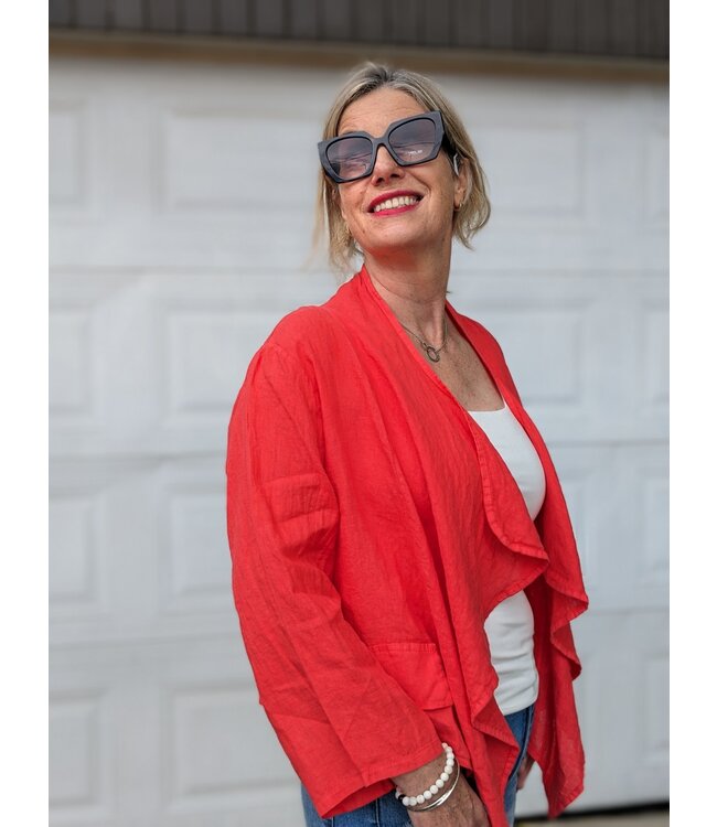 Linen Waterfall Cover-Up - Coral