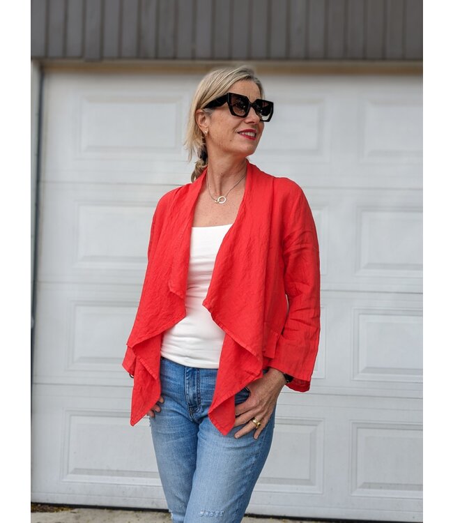 Linen Waterfall Cover-Up - Coral