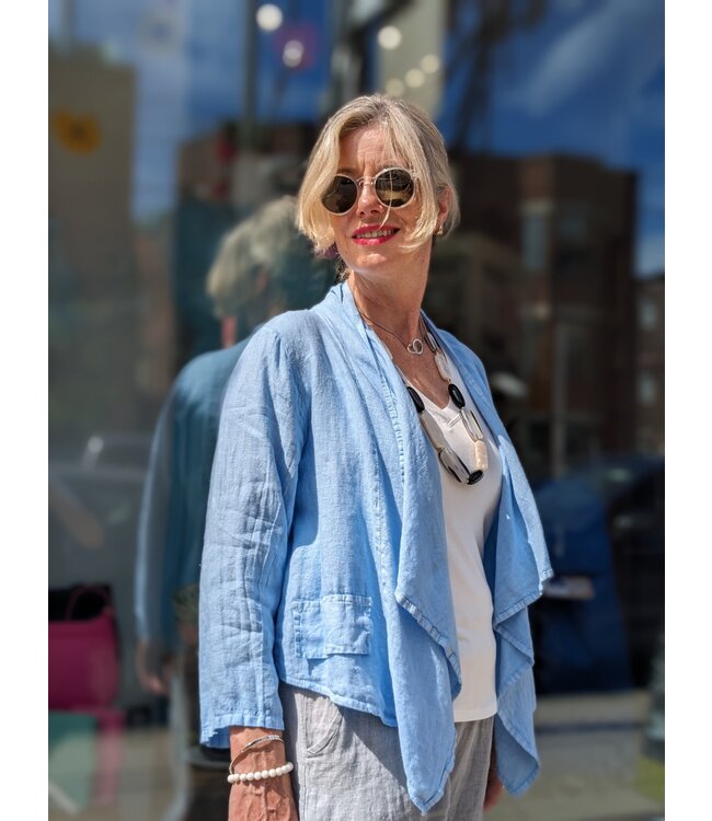 Linen Waterfall Cover-Up - Sky Blue