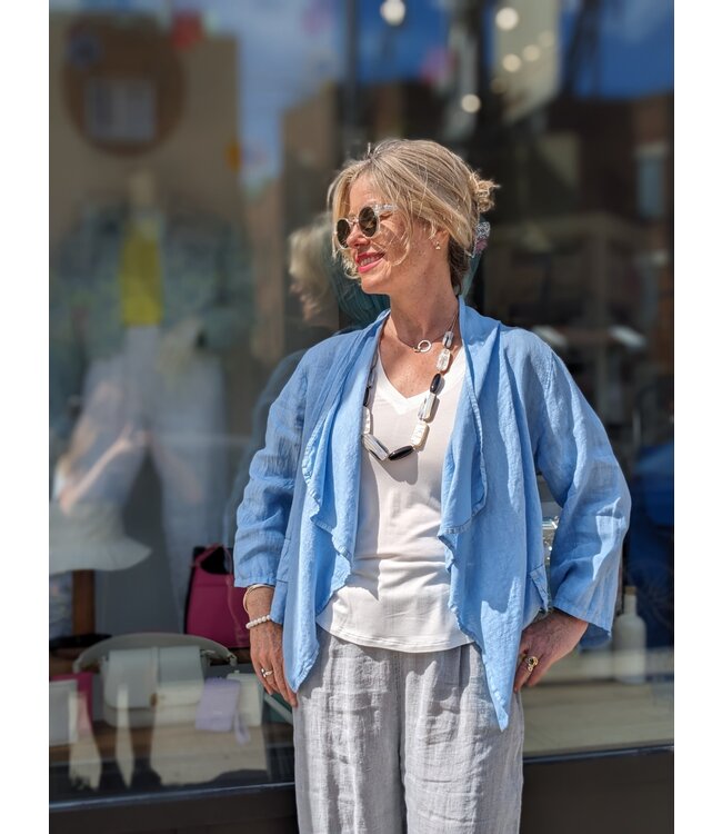 Linen Waterfall Cover-Up - Sky Blue