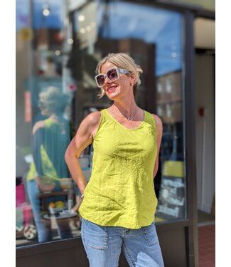 Linen Tank Top - Lime