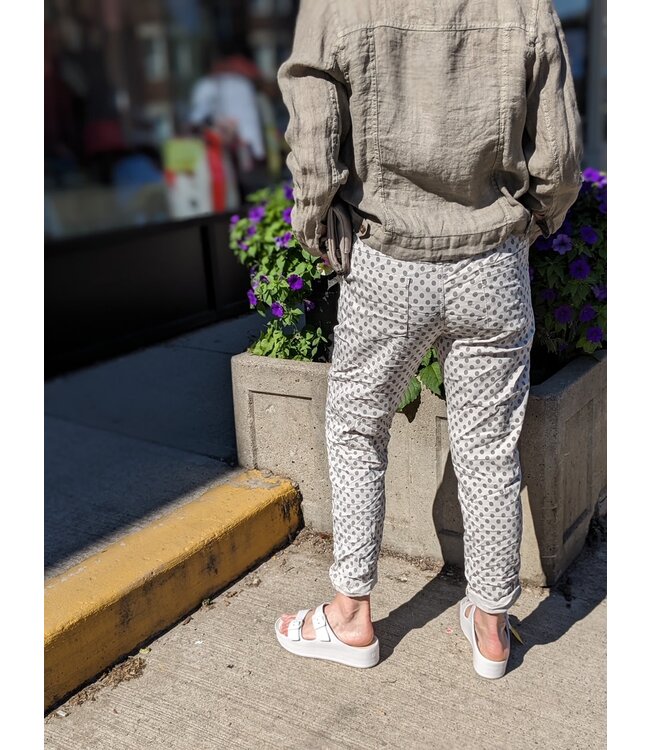 Made in Italy Polka Dot Crinkled Joggers - Beige