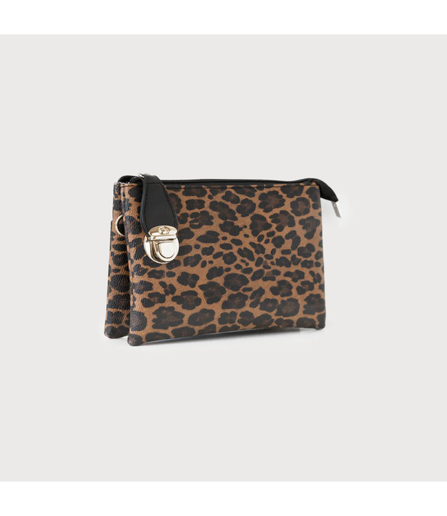 3-Sectional Crossbody/Wristlet - Leopard