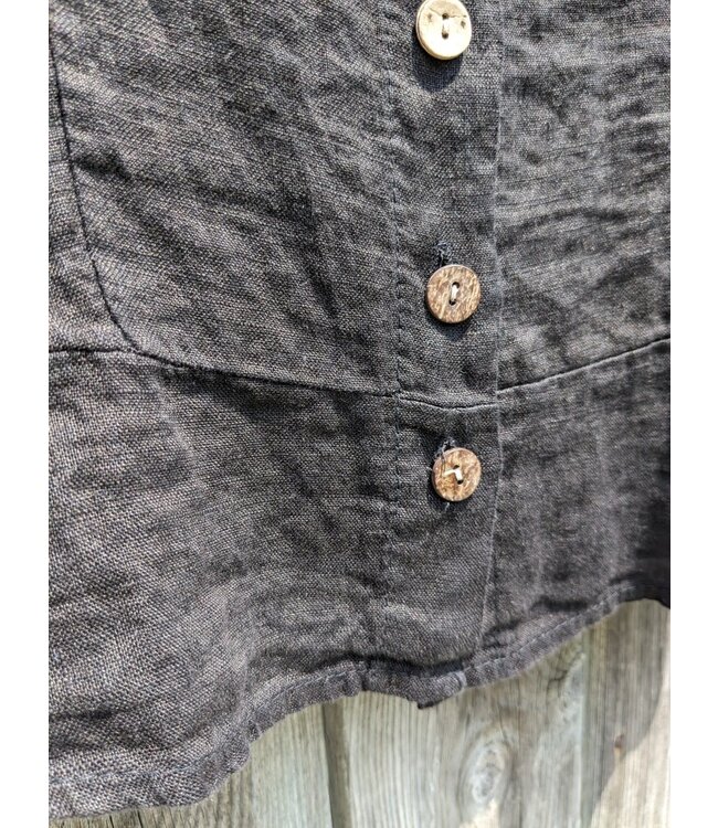 Linen Button Down Top - Black
