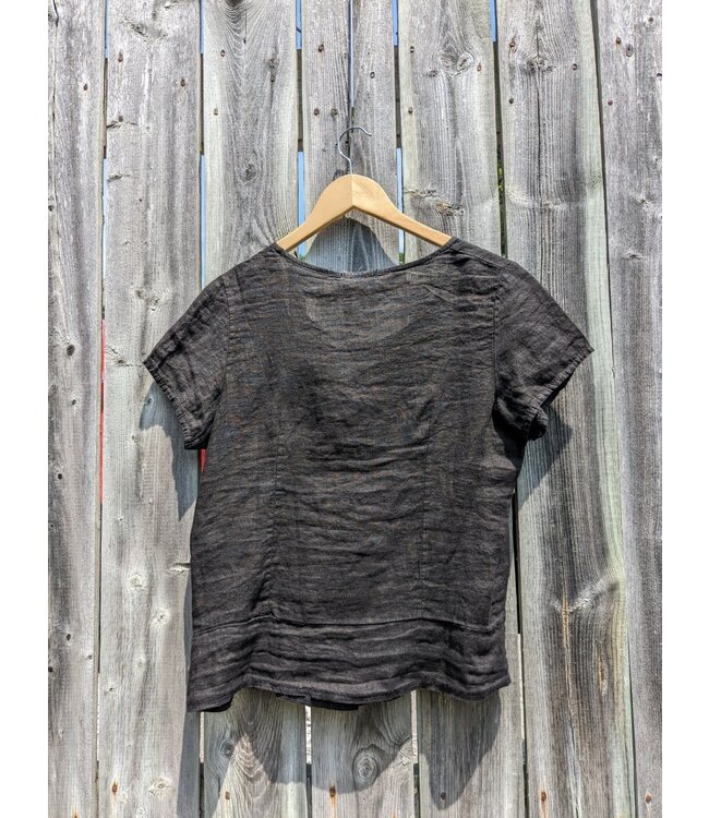 Linen Button Down Top - Black