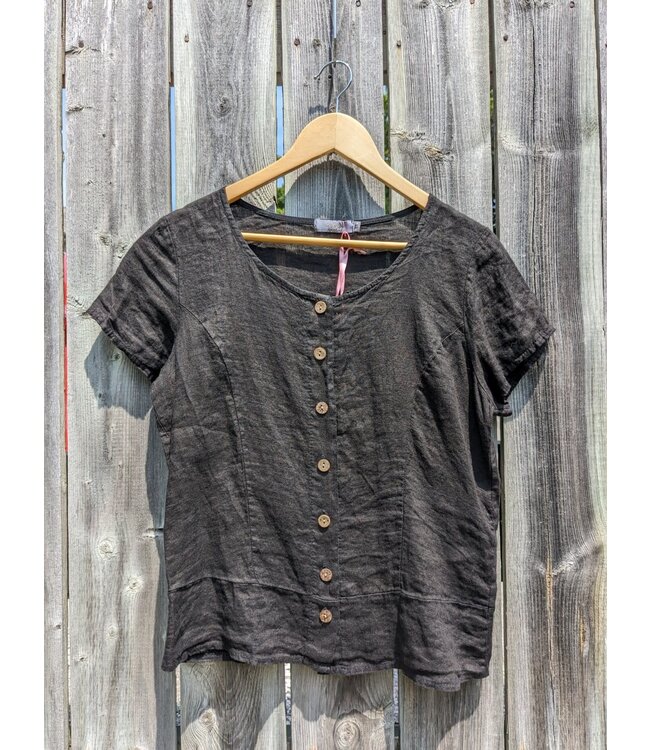 Linen Button Down Top - Black