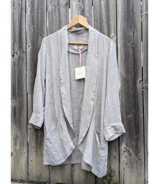 Me & Gee Linen Blazer w/Pockets - Dove Grey