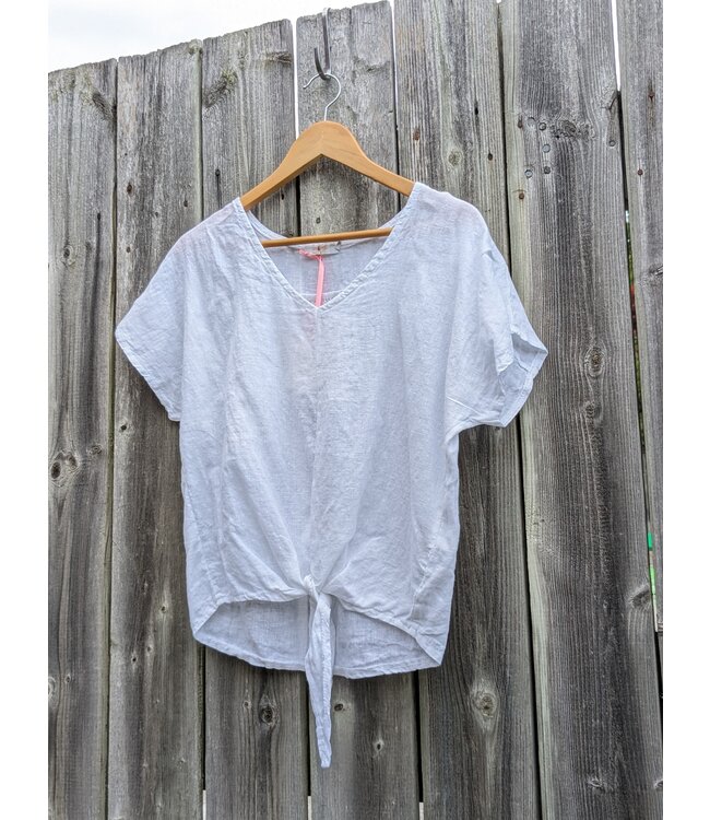 Linen top w/ Front Tie - White