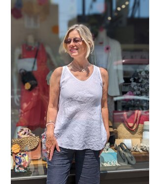Linen Tank Top - White